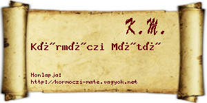 Körmöczi Máté névjegykártya